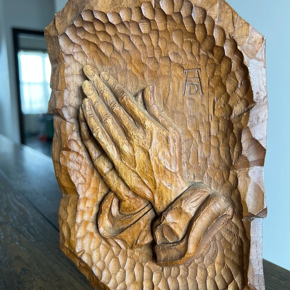 Vintage Albrecht Durer Praying Hands Metal Wood Wall Plaque Made In Germany
